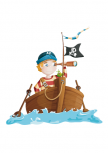 Stickers muraux enfants : sticker mural Nono le Pirate imprim� sur adh�sif avec d�coupe � la forme.