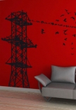 Sticker tour d'oiseaux d�coup� � la forme dans vinyle adh�sif uni.