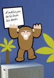 Sticker velleda Singe. Visuel imprim� sur vinyle adh�sif d�coup� � la forme, avec finition effa�able � sec. Utilisable avec feutres iDzif velleda disponible dans la rubrique accessoires. Cr�ation Adna Morat.