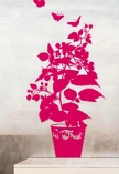 Sticker framboisier d�coup� � la forme dans vinyle de couleur unie. Cr�ation LNDesign.