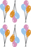 6 Ballons imprim�s sur adh�sif blanc avec d�coupe �  la forme.