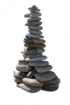 Stickers montagne de galets imprim�s sur adh�sif blanc avec d�coupe � la forme.