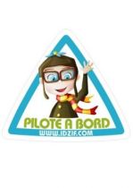 autocollant b�b� � bord. Sticker � placer sur un v�hicule ou en d�coration murale. Autocollant � personnaliser avec le pr�nom de votre enfant ou � acheter avec le texte "Pilote � bord ". Autocollant imprim� sur adh�sif d�coup� � la forme.