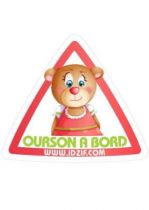 autocollant b�b� � bord. � placer sur un v�hicule. autocollant b�b� � bord \"Ourson � bord\" imprim� sur adh�sif d�coup� � la forme. autocollant personnalisable