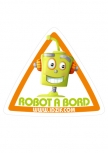 sticker automobile � placer sur un v�hicule ou en d�coration murale. Sticker "Robot � bord " imprim� sur adh�sif d�coup� � la forme et � personnaliser.