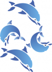 Stickers dauphins. Planhe de 4 stickers dauphins imprim�s sur adh�sif et d�coup�s � la forme. Id�al pour d�corer de vieux carreaux de salle de bain ou un miroir sans �me.