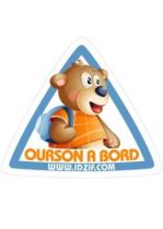 autocollant voiture b�b� � bord � placer sur un v�hicule. Sticker automobile d�coratif enfant \"Ourson � bord\" imprim� sur adh�sif d�coup� � la forme.