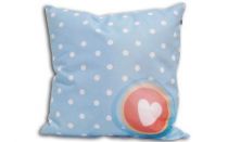 Coussin fleur, coeur et petits pois