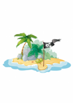 Stickers muraux enfants : Ile au tr�sor imprim�e sur adh�sif avec d�coupe � la forme. On ne sait pas se qui se cache derri�re ces buissons...sans doute une belle d�coration de chambre d\'enfants.