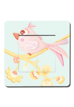L\'interrupteur enfant oiseau rose double pour compl�ter une d�coration de chambre enfant