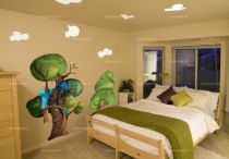 Sticker d�coratif enfant Arbre Cabane imprim� sur adh�sif d�coup� � la forme.
