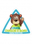 sticker automobile � placer sur un v�hicule ou en d�coration murale. Sticker automobile d�coratif enfant "Ourson � bord" imprim� sur adh�sif d�coup� � la forme. Choissisez le texte du sticker.