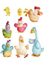 Stickers Basse-cour. Stickers imprim�s sur adh�sifs d�coup�s � la forme. Les animaux de la ferme, des stickers pour d�corer la chambre de vos enfants d\'une mani�re diff�rente.