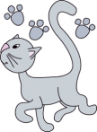 sticker chat avec 3 empreintes de pattes imprim� sur adh�sif blanc avec d�coupe � la forme. Compl�tez cette achat avec une planche de sticker empreinte de chat et le tour est jou�.
