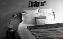 Sticker citation \"en art comme en amour l\'instinct suffit\" d\'Anatole France, sticker adh�sif d�coup�s � la forme dans vinyle de couleur unie, ce texte contemporain et d\'actualit� trouvera une place unique dans votre int�rieur, un futur grand classique.