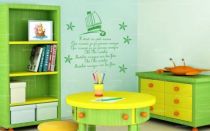 Sticker comptine enfant. Petit navire, d�coup� � la forme dans vinyle adh�sif uni.