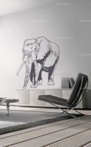 Sticker deco �l�phant d�coup� � la forme dans vinyle adh�sif uni.