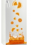 Sticker frigo Jus d'orange. D�coration de frigidaire imprim� sur vinyle adh�sif. iDzif.com r�invente la d�co pour le frigo et vous propose une nouvelle mani�re de d�corer votre cuisine. Ce sticker frigo peut se poser sur toutes autres surfaces lisses de votre choix.
