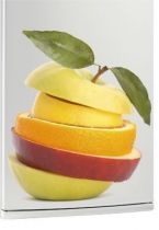 Sticker frigo tranches de fruits . Un sticker pomme mix� avec des tranches de fruits id�al pour la d�coration de votre frigidaire. iDzif.com r�invente la d�co pour le frigo et vous propose une nouvelle mani�re de d�corer votre cuisine. Les stickers frigo peuvent �tre poser sur d\'autres surfaces lisses que sur la porte de votre refrig�rateur. Le frigo sert � faire du froid, cela ne veut pas dire qu\'il doit �tre froid visuellement alors une d�coration adh�sive lui fera le plus grand bien.