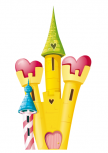 Sticker mural enfant : Chateau Enchant� imprim� sur adh�sif et d�coup� � la forme. Stickers Vu dans M6 D&CO.