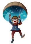 Sticker parachutiste imprim� sur adh�sif d�coup� � la forme.