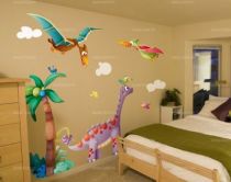 Sticker d�coratif enfant Pi�ro le Pt�rodactyle imprim� sur adh�sif d�coup� � la forme.