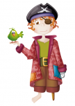 Sticker pirate : Barbe rousse. Stickers muraux enfants  imprim�s sur adh�sif avec d�coupe � la forme.