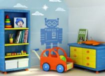 Sticker robot : NONO d�coup� � la forme dans vinyle de couleur unie.