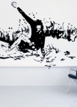 Sticker surfeur sur sa planche en vinyle adh�sif uni d�coup� � la forme.