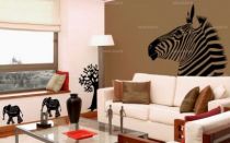 Sticker t�te de z�bre vue de profil d�coup� � la forme dans vinyle de couleur unie. Ce motif est id�al pour habiller et donner un c�t� tropical � votre int�rieur.