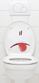 Stickers WC Mr Glouton. Pour leur nouveau grand concours, iDzif et WI LOGO ont d�cid� de lancer cette fois-ci un grand d�fi graphique ouvert � toutes les personnes d�sireuses de laisser parler leur inspiration en lan�ant une nouvelle gamme de stickers adapt�s � nos WC. Originalit�, humour, voyage et beaut� seront aux programmes de ces nouveaux stickers pr�t � envahir notre petit coin pr�f�r�. Stickers imprim� sur vinyle adh�sif avec d�coupe � la forme. Cr�ation Dokus
