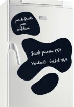stickers ardoise. T�ches de vache. Gr�ce � cette planche de 6 stickers ardoises, vous allez pouvoir donner une seconde jeunesse � la d�coration de votre frigo et occuper les enfants � dessiner avec une simple craie blanche, pendant la pr�paration de leurs plats pr�f�r�s. Un coup d\'�ponge et on recommence. Elle est pas belle la vache, euh la vie ....
