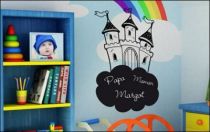 Stickers ardoise enfant avec un ch�teau sur un nuage