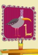 Stickers cadre oiseau et girafe.
