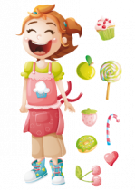 Sticker \"Caro la craquante\" est fan de sucrerie, imprim� sur adh�sif avec d�coupe � la forme. Ce visuel fera fureur dans la chambre de vos bambins.