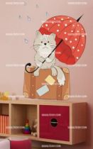 Stickers chat sous la pluie