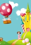 Stickers chateau enchant� sur sa colline imprim� sur adh�sif blanc avec d�coupe � la forme. Stickers vu dans d&co sur M6.