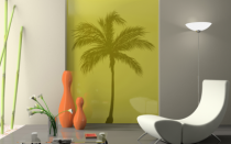 Le stickers cocotier au vent pour d�corer l\'int�rieur sur le th�me de la nature