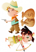 Stickers cowboy et indienne