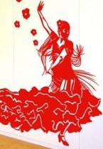 Ambiance espagnole avec ce stickers mural d\'une danseuse de flamenco