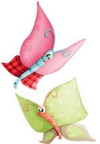 Stickers deux papillons. Ce sticker compos� par ces deux magnifiques papillons aux couleurs douces et pastels, est parfait pour d�corer une chambre d\'enfant et cr�er une douce atmosphere. Ce sticker apportera une touche de nature, d\'amour et de douceur sur les murs des chambres de vos enfants. Sticker imprim� sur du vinyle adh�sif et d�coup� � la forme. Gamme de stickers enfants Jardin secret, cr�ation Kmiep.