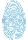 Sticker empreinte digitale d�coup� � la forme dans vinyle adh�sif uni.