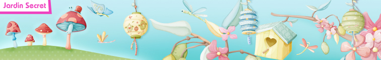 Stickers enfants Jardin secret. Des stickers pour d�corer les chambres d'enfants sur le th�me de la for�t enchant�e : des champignons, des libellules, des lampions, des nichoirs, des papillons