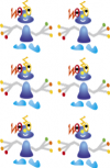 6 Stickers enfants Zippo imprim�s sur adh�sif blanc avec d�coupe � la forme.