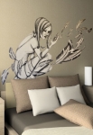 stickers plume et femme  qui souffle