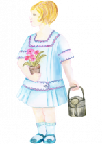 Stickers fille et son arrosoir