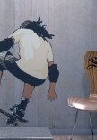 Stickers skater imprim� sur adh�sif blanc avec d�coupe � la forme.
