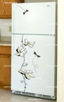 Stickers frigo fleurs et libellules