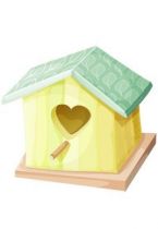 Stickers le nichoir jaune pour d�corer une chambre d\'enfant ou cr�er une d�coration sur le th�me des oiseaux et autres volatiles avec des couleurs pastels. Ce sticker nichoir apportera une touche de nature et compl�tera le d�cor du mur dans les airs. Sticker imprim� sur du vinyle adh�sif et d�coup� � la forme. Gamme de stickers enfants Jardin secret, cr�ation Kmiep.
