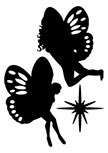 Stickers muraux f�erique : stickers f�es d�coup�es � la forme dans vinyle de couleur unie : 1 F�e, 1 F�e et 1 Etoile.